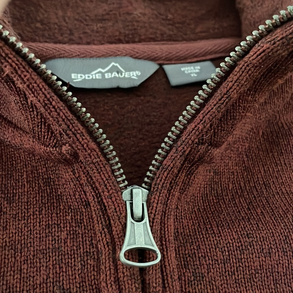 NWT Eddie Bauer quarter zip fleece sweater in maroon. 100% polyester. Men’s XL. - Picture 2 of 11